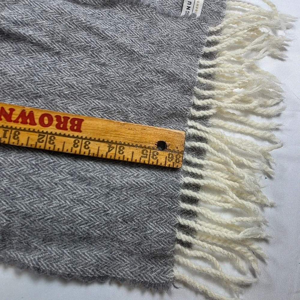 McNutt of Donegal Grey Herringbone Lambswool Scarf Made in Ireland Fringe 72x10